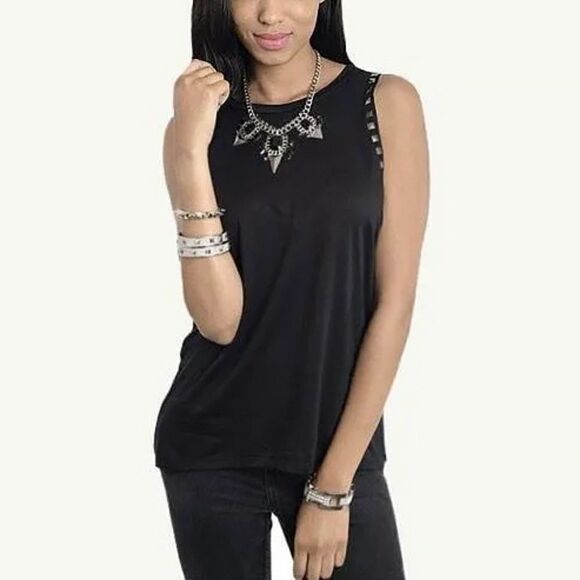*Clearance* Rockulture rk7 Black Stud Top - Picture 1 of 3